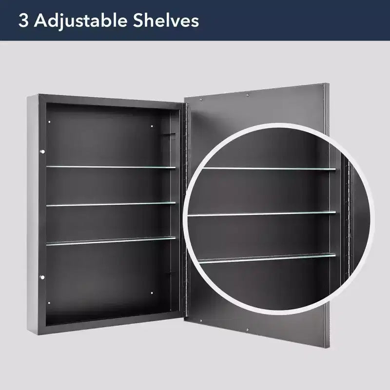 Armoire à pharmacie murale avec miroir 22"x30" Sleek Metro noir brossé