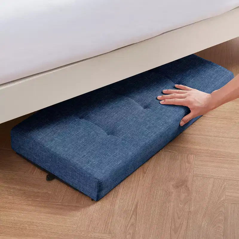 Foldable Tufted 30" Linen Bench Storage Ottoman with Legs for Bedroom, Entryway and Living Room