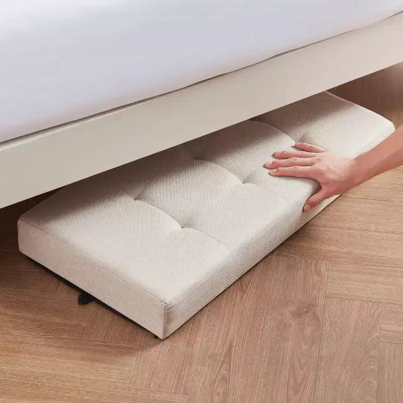 Foldable Tufted 30" Linen Bench Storage Ottoman with Legs for Bedroom, Entryway and Living Room