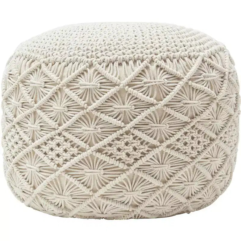 Pouf tressé en macramé de coton – 47 x 38 cm