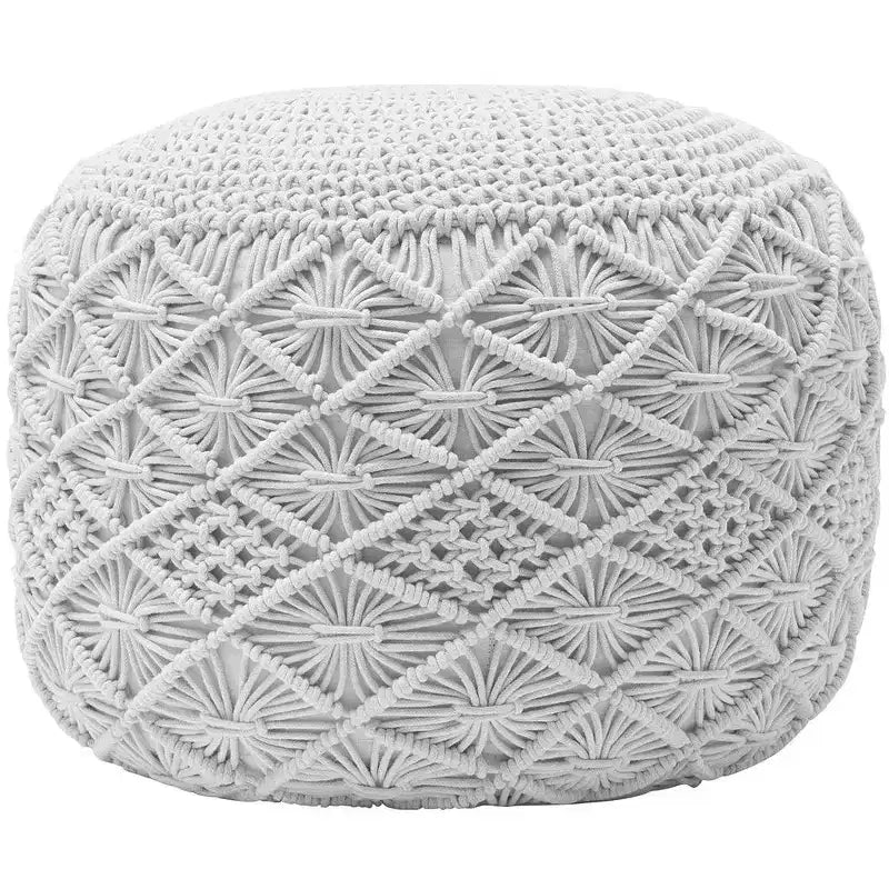 Pouf tressé en macramé de coton – 47 x 38 cm
