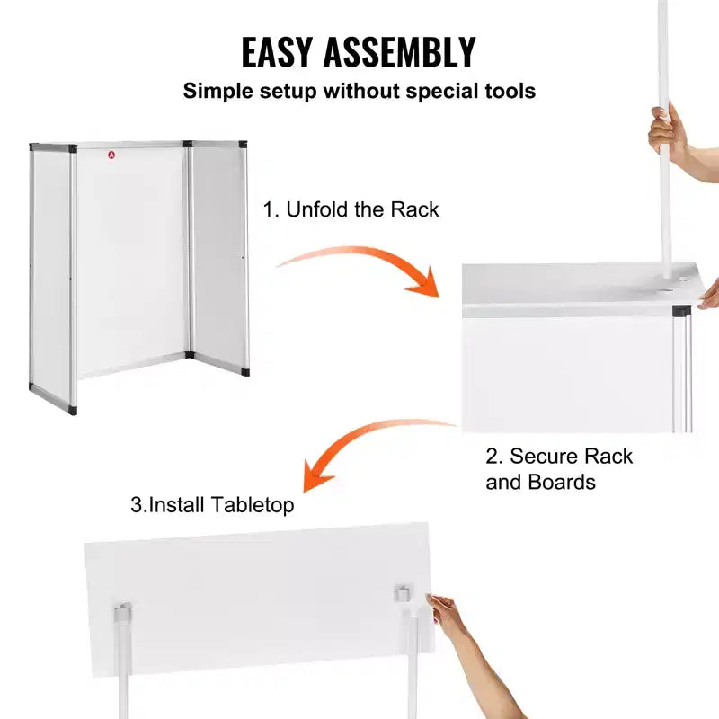 Portable Tradeshow Podium Counter Table, 30.91 x 14.96 x 71.46", Display Exhibition Counter Stand Booth, White