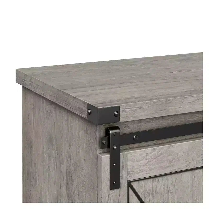 Farmhouse TV Stand for TVs up to 65", Entertainment Center with Sliding Barn Doors & Adjustable Shelf for Living Room