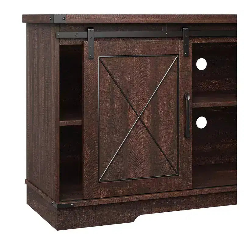 Farmhouse TV Stand for TVs up to 65", Entertainment Center with Sliding Barn Doors & Adjustable Shelf for Living Room
