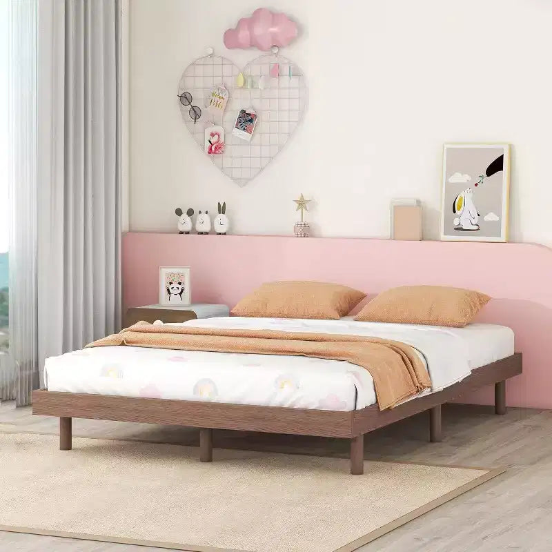 Full Size Floating Platform Bed Frame, Modern Design with Headboard, Footboard, Siderail, No Box Spring Needed