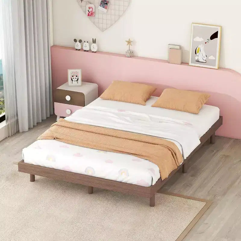 Full Size Floating Platform Bed Frame, Modern Design with Headboard, Footboard, Siderail, No Box Spring Needed