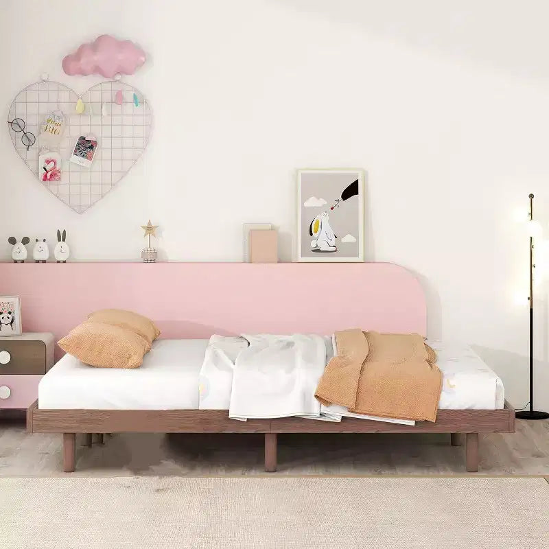 Full Size Floating Platform Bed Frame, Modern Design with Headboard, Footboard, Siderail, No Box Spring Needed