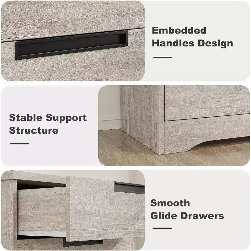 5 Drawer Dresser with Embedded Handles, Chest of Drawers for Living Room, Nursery, Hallway and Entryway