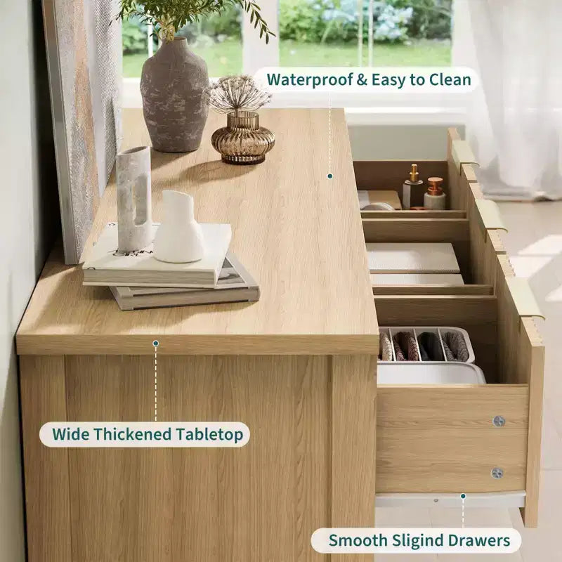 Fluted Dresser for Bedroom with 7 Drawers, 47.24 Modern Dressers for Bedroom
