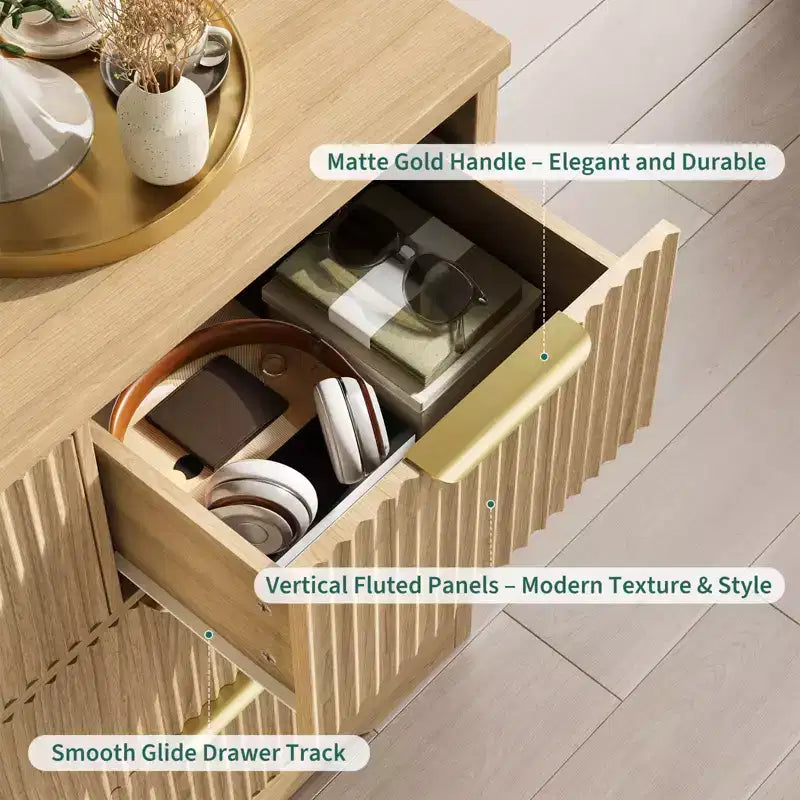 Fluted Dresser for Bedroom with 7 Drawers, 47.24 Modern Dressers for Bedroom