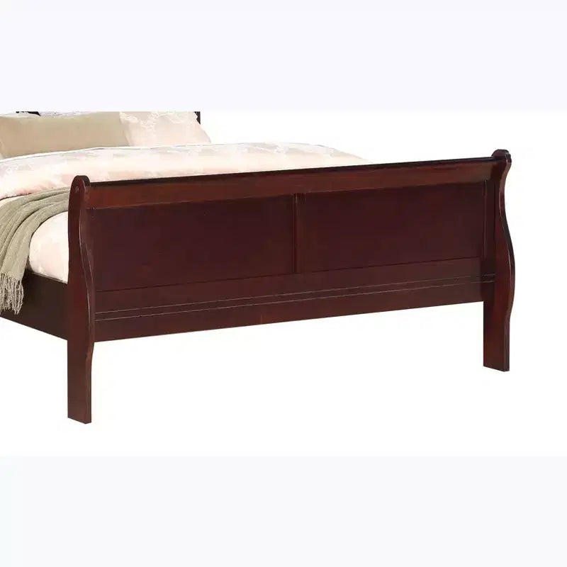 80" King Sleigh Bed, Solid Wood Youth Bed Frame with Headboard & Footboard, Low Profile, Cherry