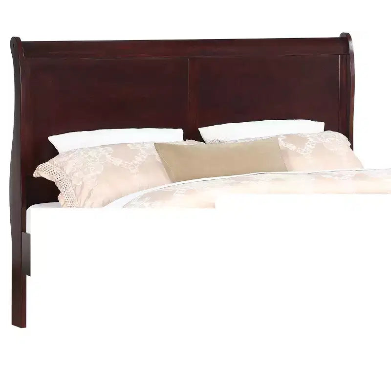 80" King Sleigh Bed, Solid Wood Youth Bed Frame with Headboard & Footboard, Low Profile, Cherry