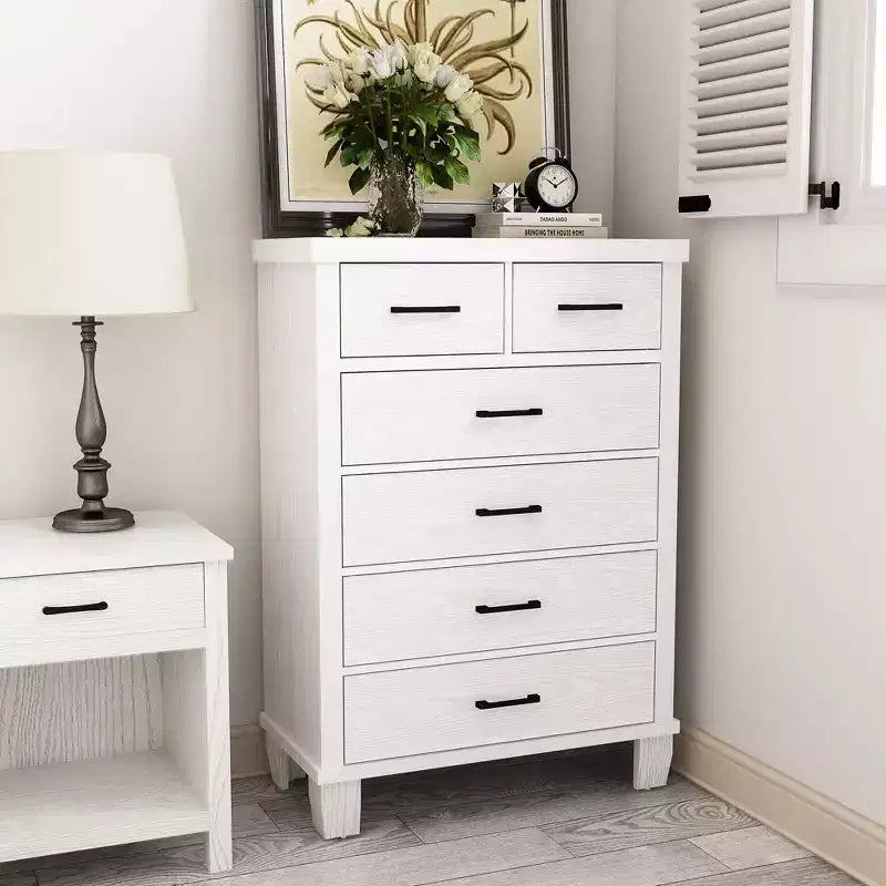 Dresser for Bedroom with 6 Drawers, 45 Tall Chests of Drawers w/Storage, Large Drawer Dresser for Closet, Wooden Storage Cabinet for Entryway