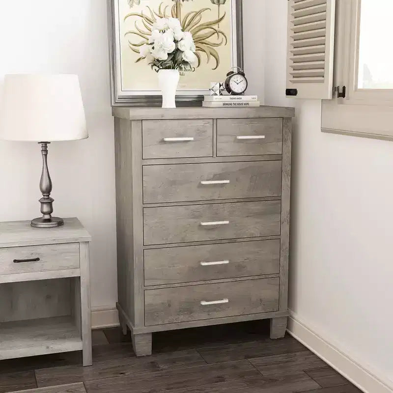 Dresser for Bedroom with 6 Drawers, 45 Tall Chests of Drawers w/Storage, Large Drawer Dresser for Closet, Wooden Storage Cabinet for Entryway