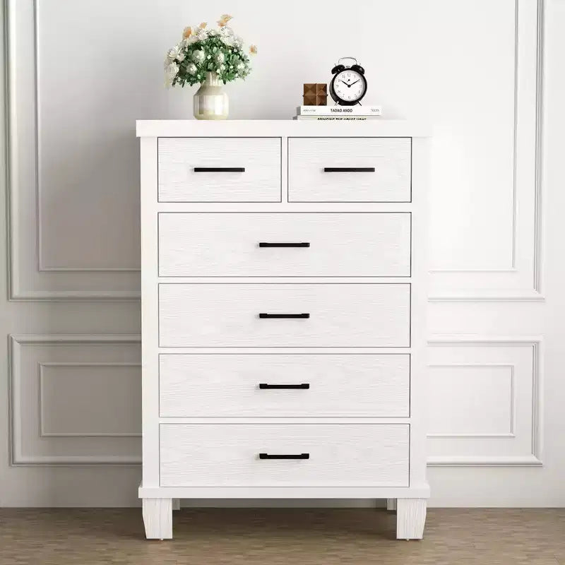 Commode de Chambre à Coucher avec 6 Tiroirs, Grande Commode Haute de 45 Po avec Rangement, Grande Commode pour Placard, Meuble de Rangement en Bois pour Entrée