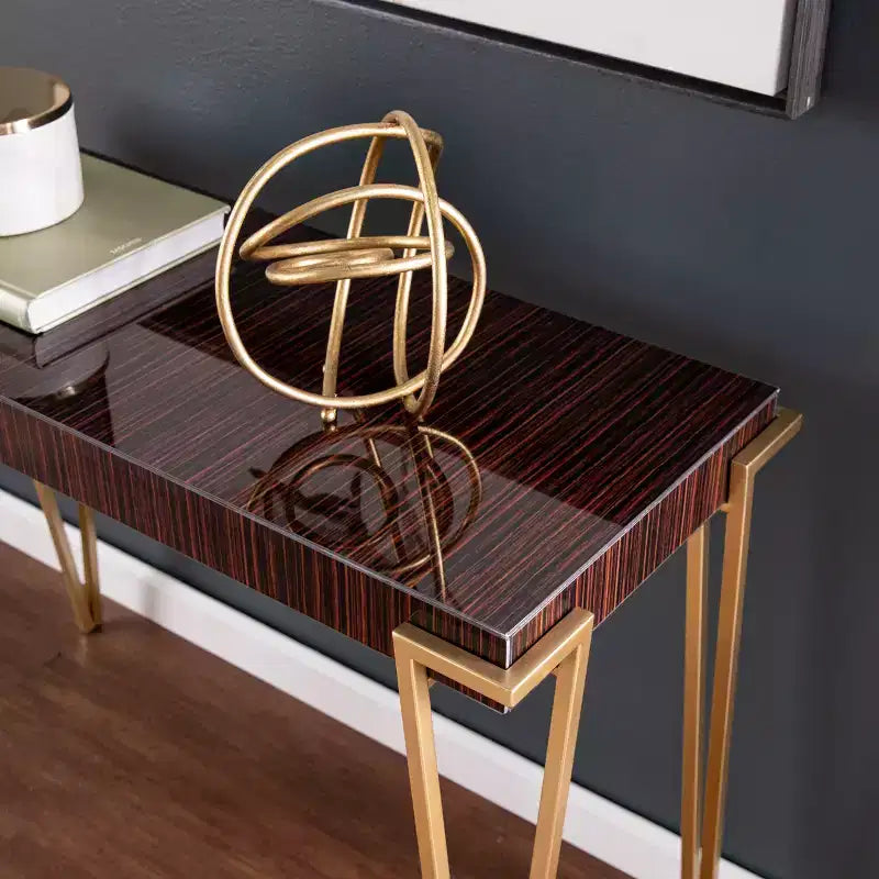Glass Top Console Table, Gold