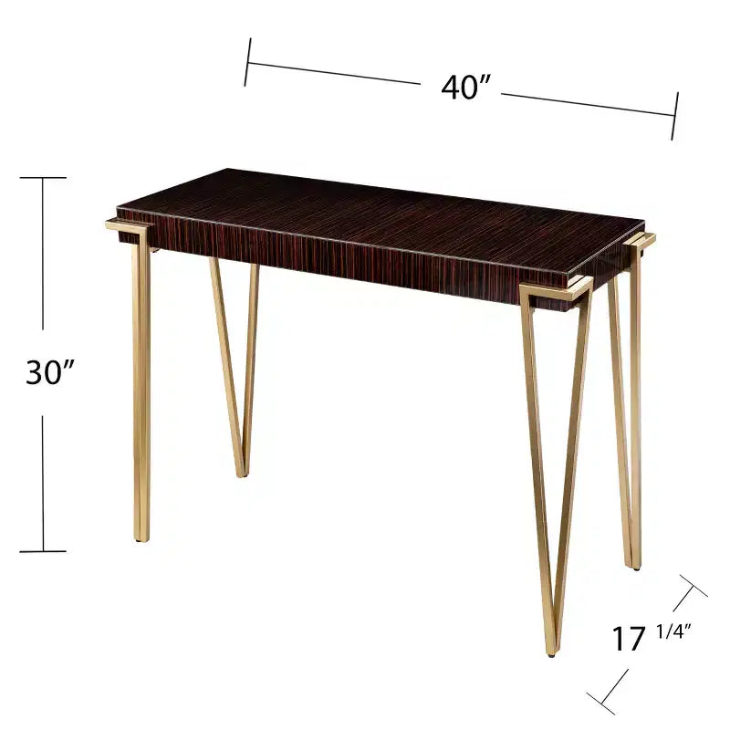 Glass Top Console Table, Gold
