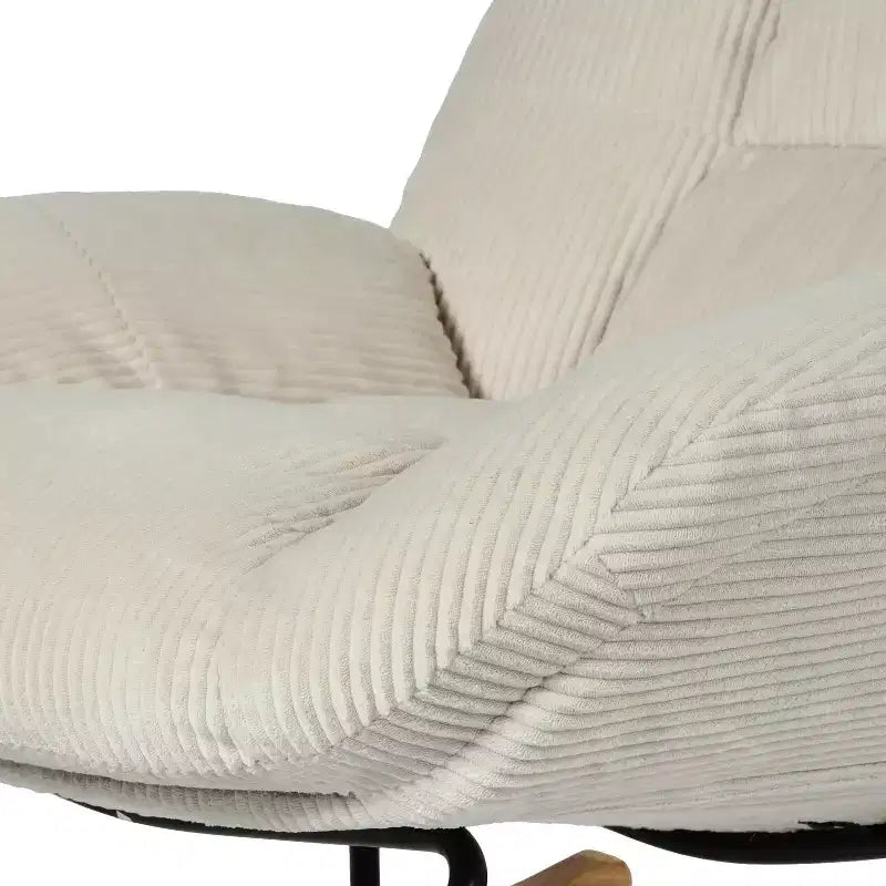 Corduroy Rocking Accent Chair, Fabric Upholstered, Beige