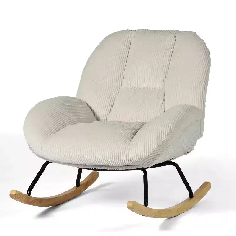 Corduroy Rocking Accent Chair, Fabric Upholstered, Beige