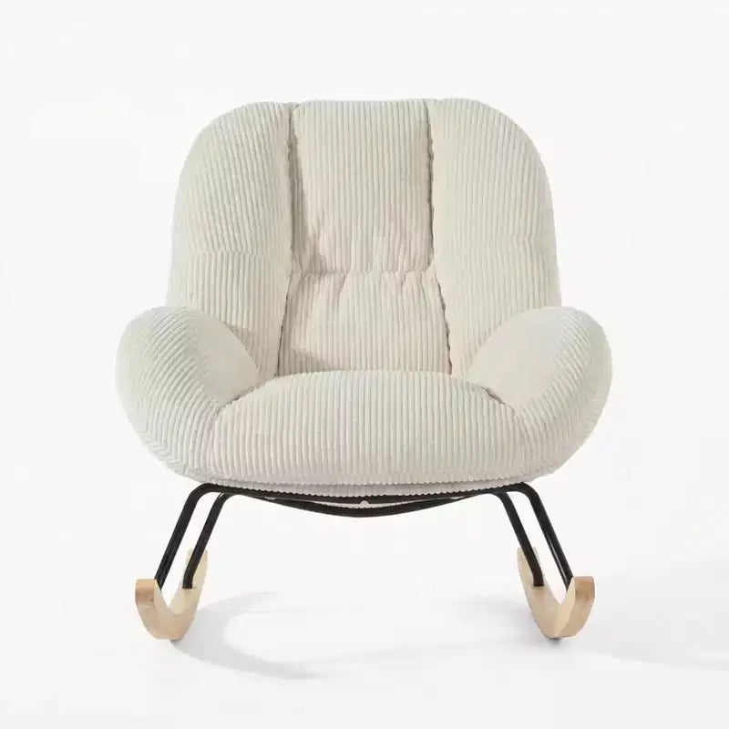 Corduroy Rocking Accent Chair, Fabric Upholstered, Beige