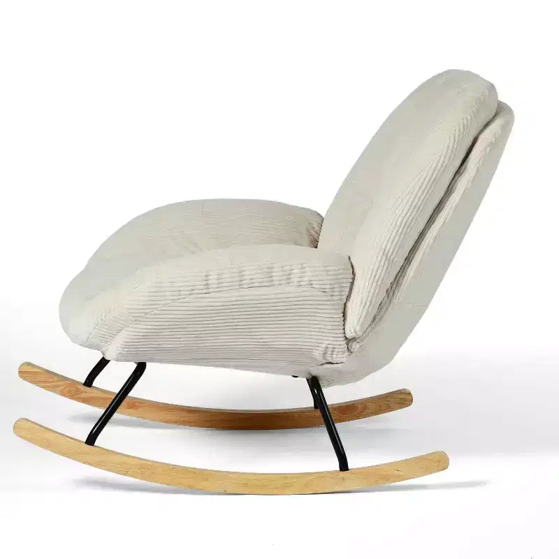 Corduroy Rocking Accent Chair, Fabric Upholstered, Beige