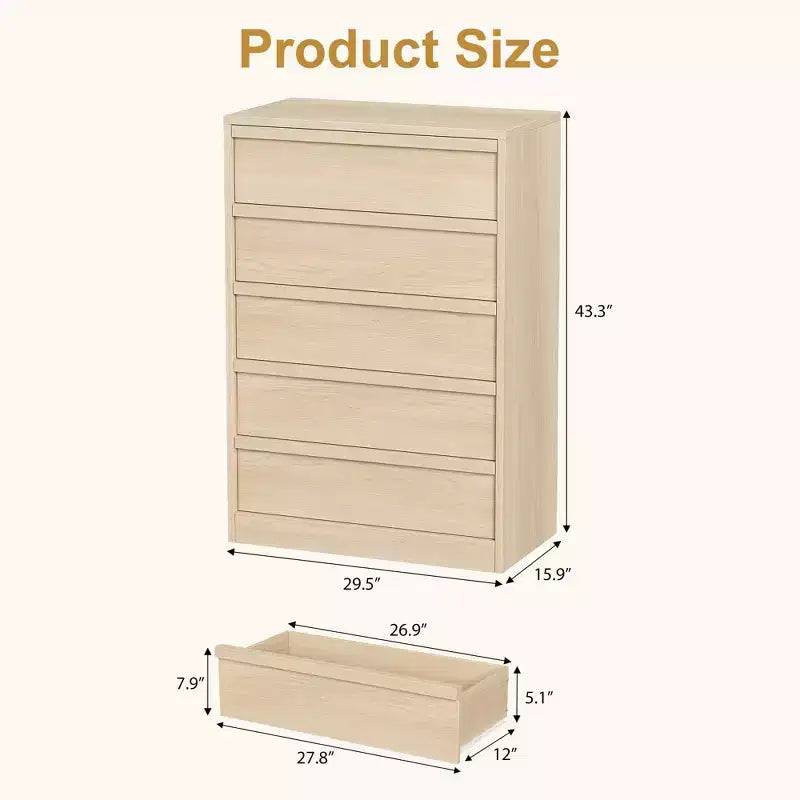 3/4/5/7 Drawer Dresser, Tall Chest of Drawers with Large Storage, Modern Slim Nightstand for Bedroom, Living Room