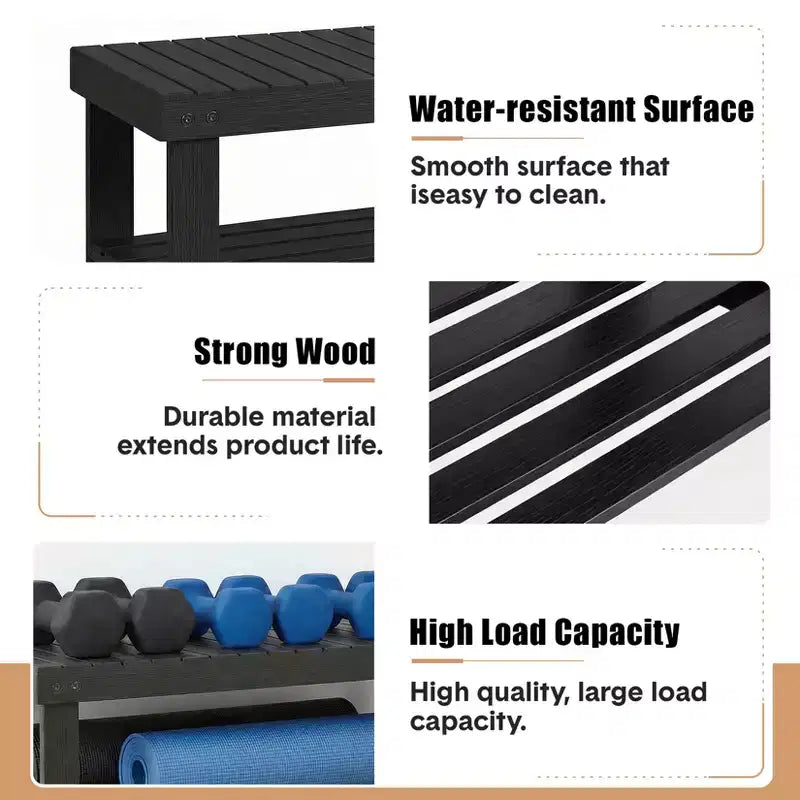 Bamboo Entryway Shoe Bench with 2-Tier Storage Shelf for Entryway& Living Room