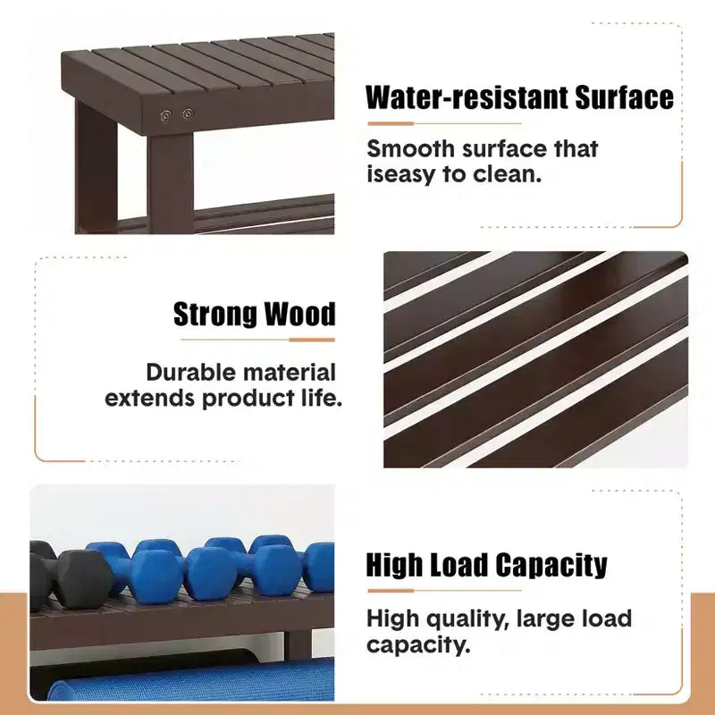 Bamboo Entryway Shoe Bench with 2-Tier Storage Shelf for Entryway& Living Room