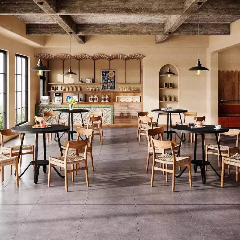 31.5" Round Dining Table for 2 with Double Shelves, Small Kitchen Dinner Table for Dining Room, Apartment, Small Space