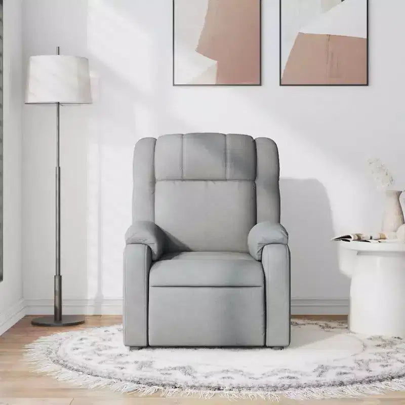 Recliner Chair, Light Gray Fabric