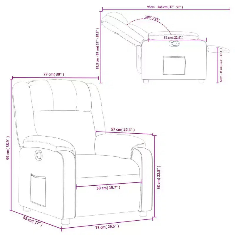 Recliner Chair, Light Gray Fabric