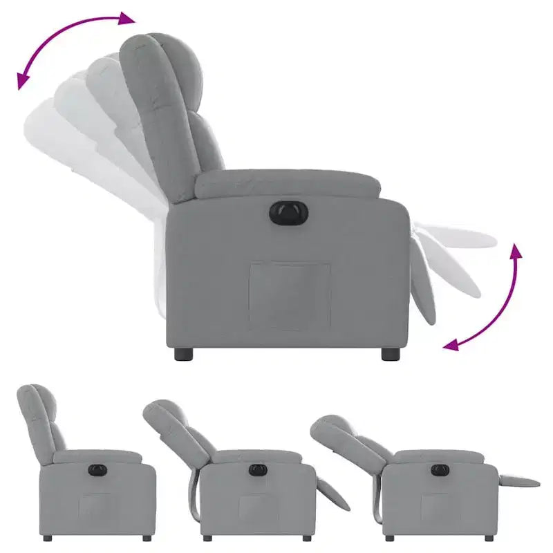Recliner Chair, Light Gray Fabric