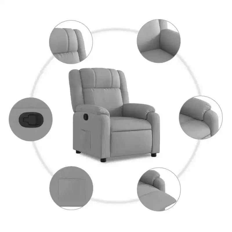 Recliner Chair, Light Gray Fabric