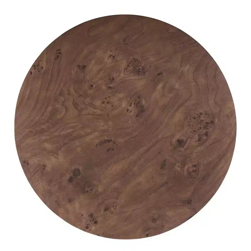 360° Swivel Accent Coffee Table with Burl Wood Veneer & 2 Hidden Storage Drawers - Walnut