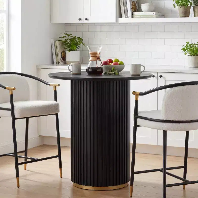 Counter Height Round Dining Table, Ash Veneer Finish