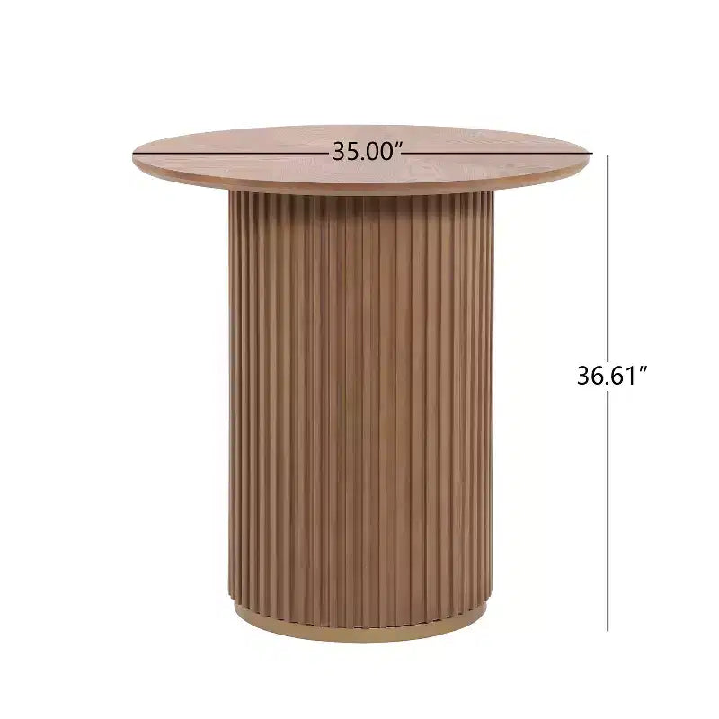 Counter Height Round Dining Table, Ash Veneer Finish