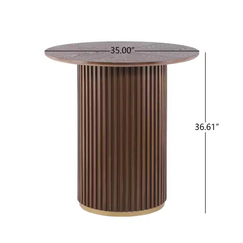 Counter Height Round Dining Table, Ash Veneer Finish
