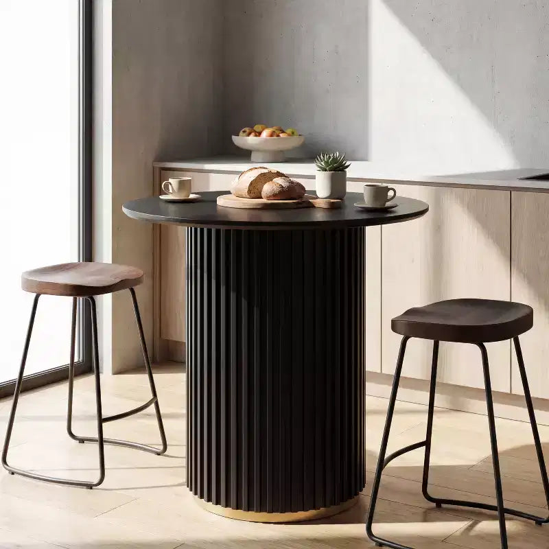 Counter Height Round Dining Table, Ash Veneer Finish