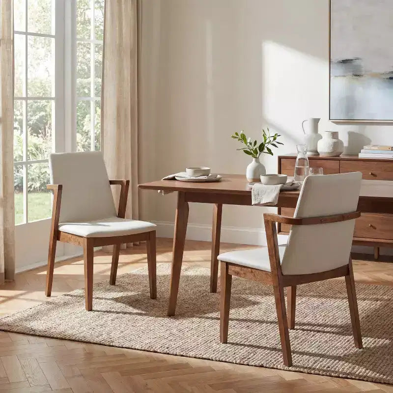 Modern Rubberwood Upholstered Dining Chairs with Backrest