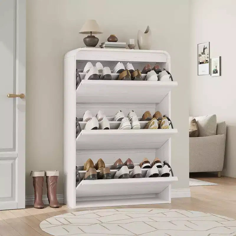 3 Flip Drawer Shoe Cabinet with Adjustable Shelves, Slim Shoe Organizer for Entryway