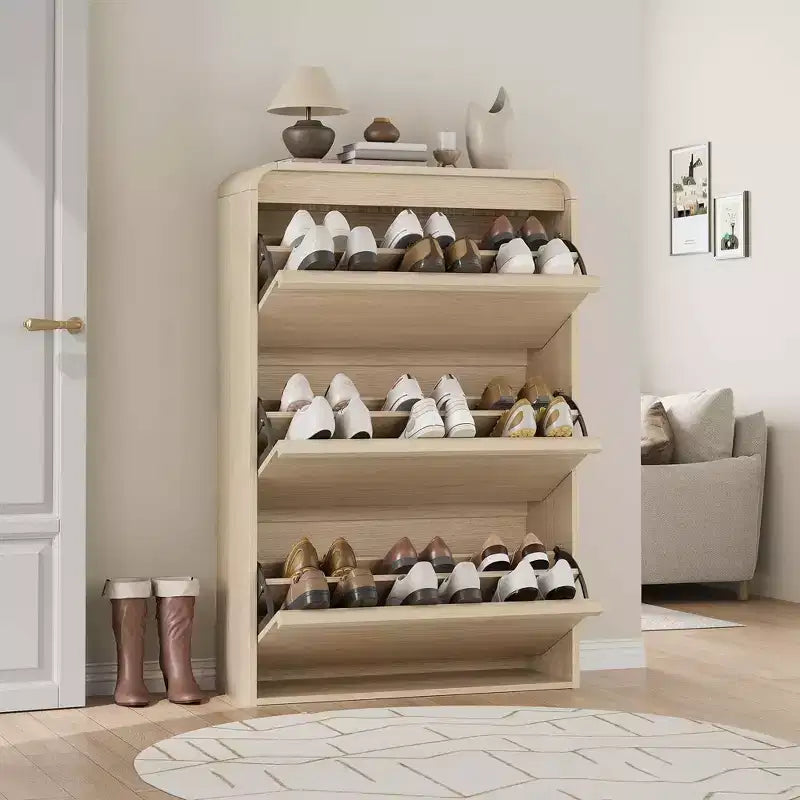 3 Flip Drawer Shoe Cabinet with Adjustable Shelves, Slim Shoe Organizer for Entryway