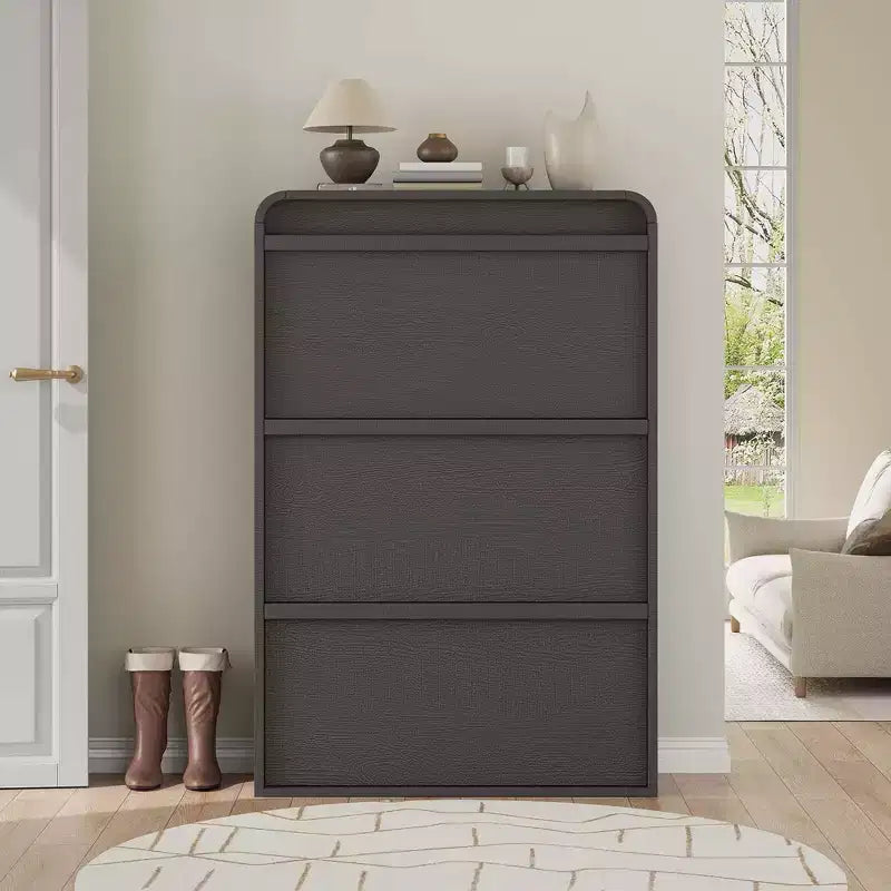 3 Flip Drawer Shoe Cabinet with Adjustable Shelves, Slim Shoe Organizer for Entryway