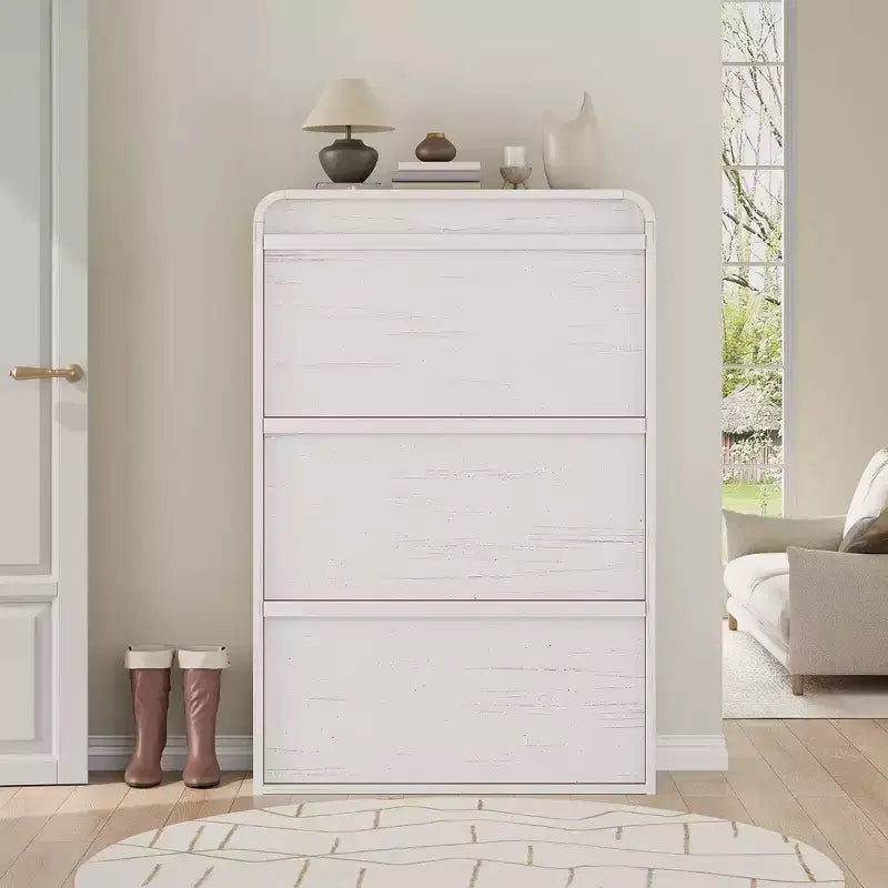 3 Flip Drawer Shoe Cabinet with Adjustable Shelves, Slim Shoe Organizer for Entryway