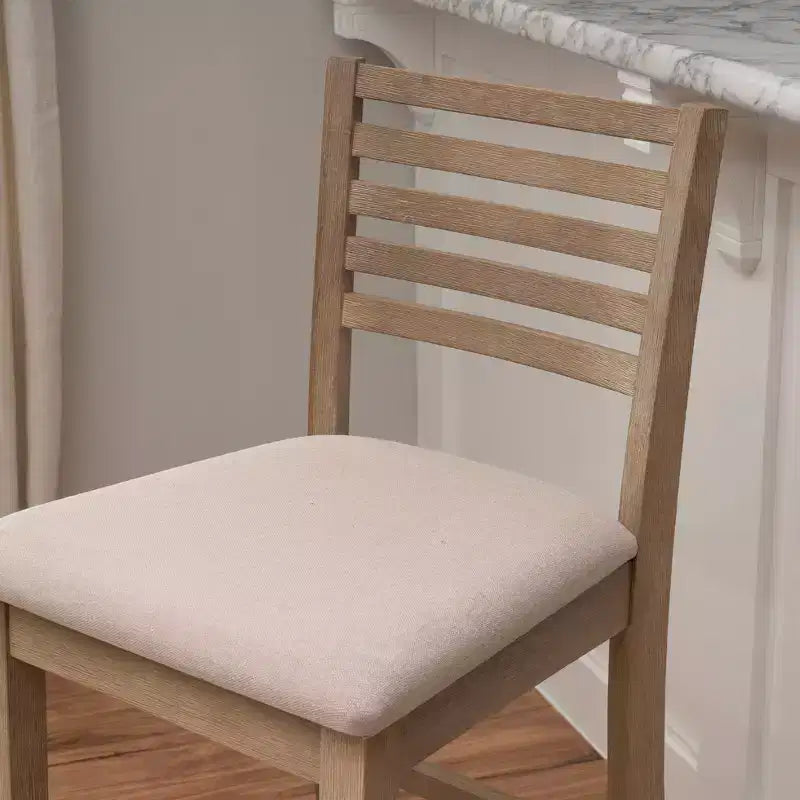 Ladder Back Bar Stool, Gray