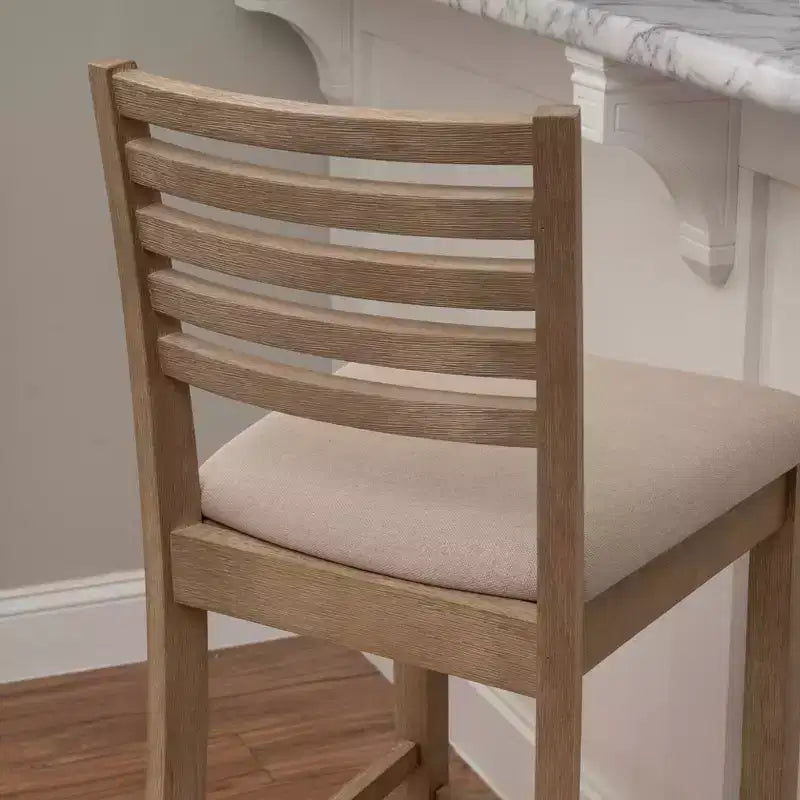 Ladder Back Bar Stool, Gray