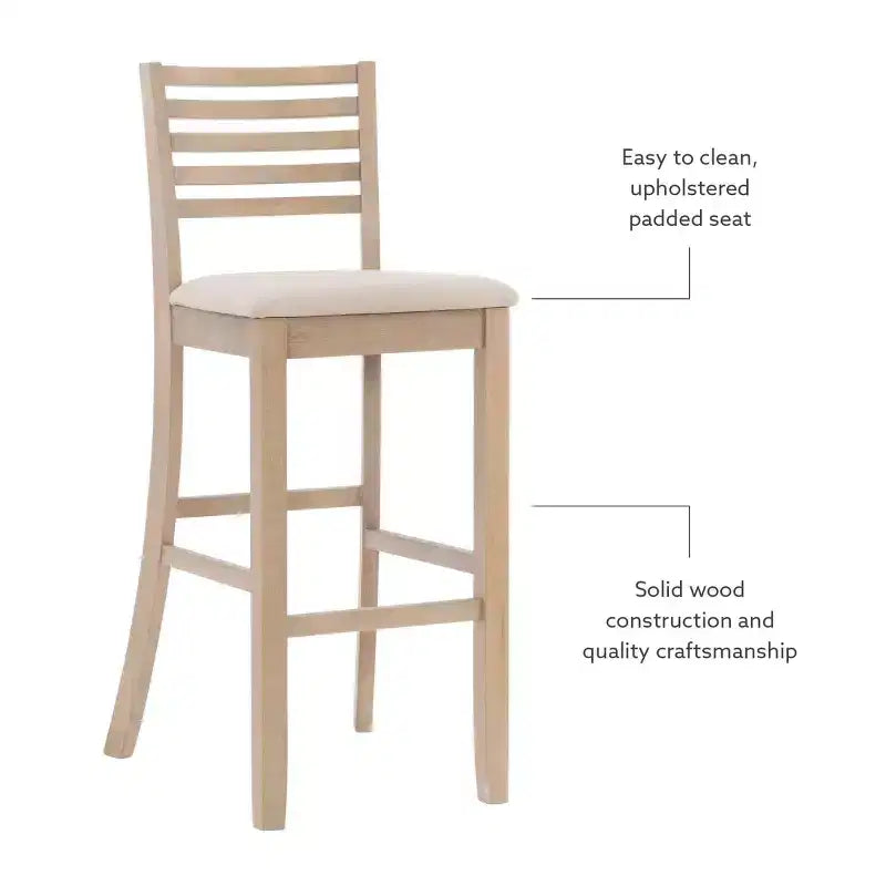 Ladder Back Bar Stool, Gray