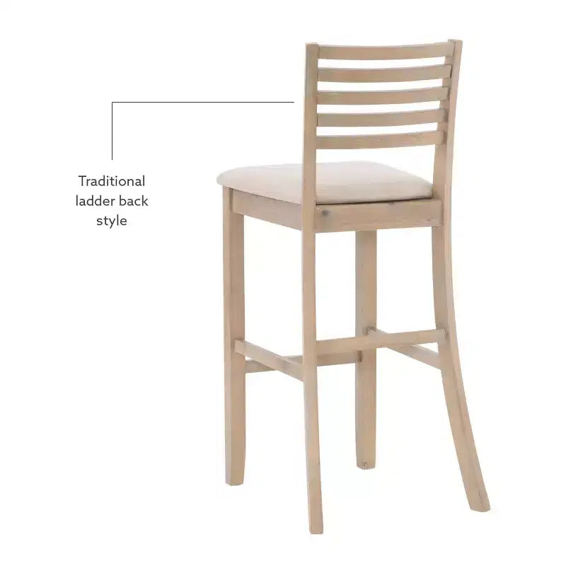Ladder Back Bar Stool, Gray