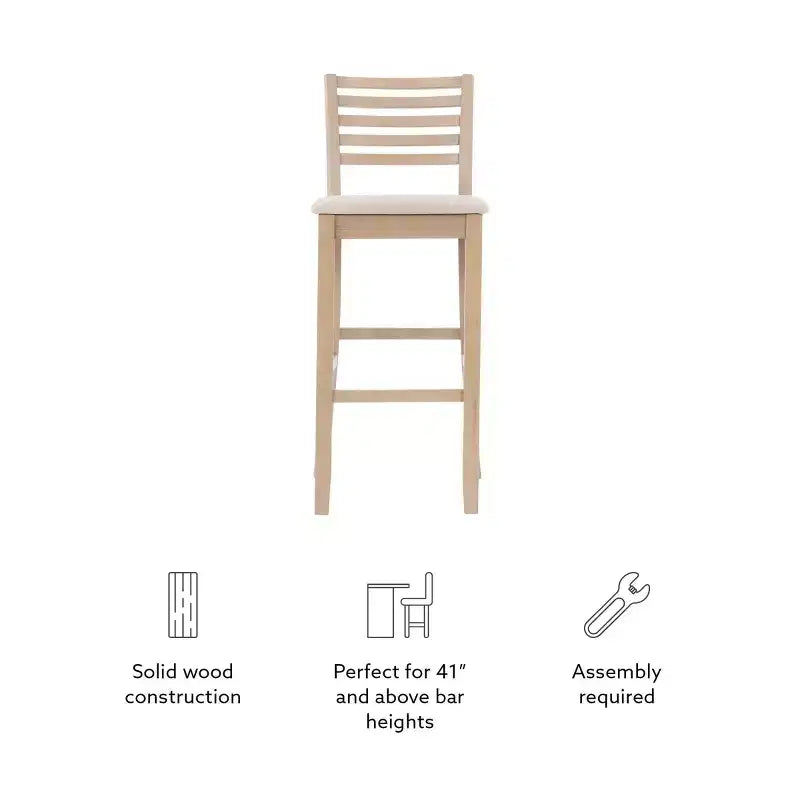 Ladder Back Bar Stool, Gray