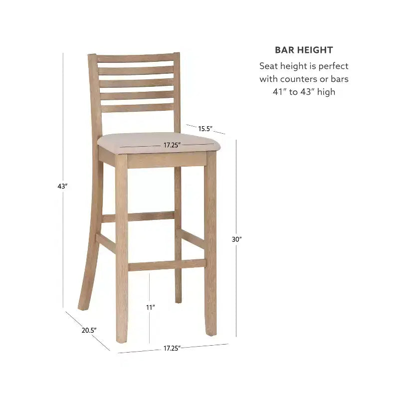 Ladder Back Bar Stool, Gray