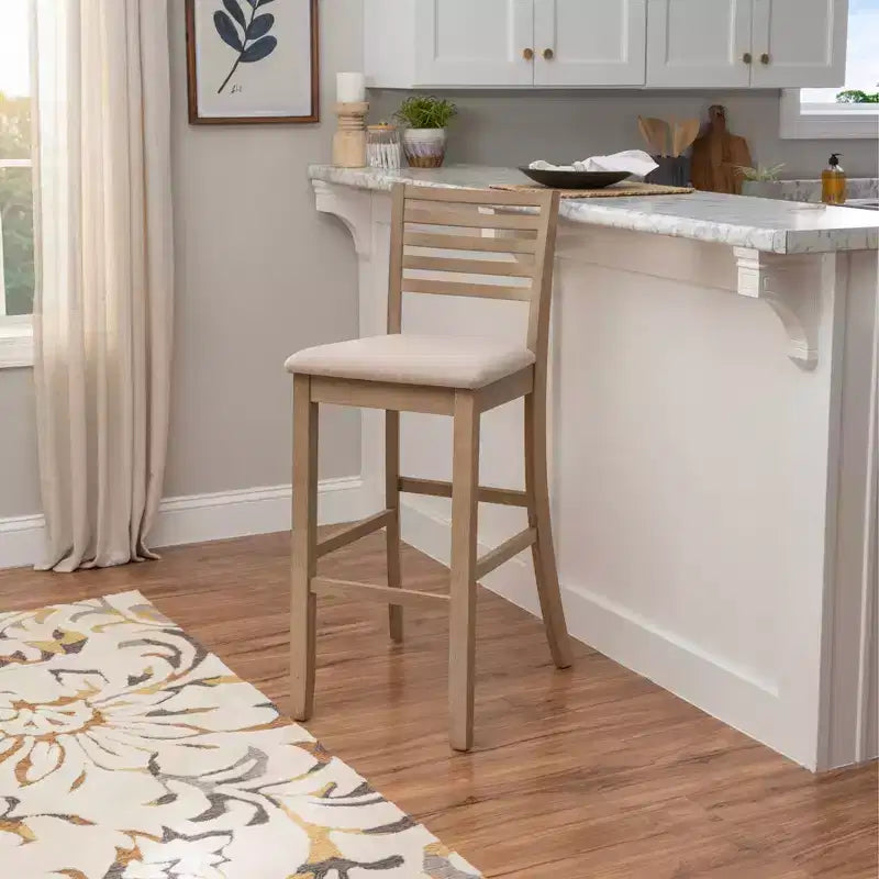 Ladder Back Bar Stool, Gray